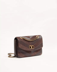Valentino Garavani Djuna Medium Chain Bag In Suede And Nappa With Chevron Pattern