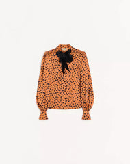 Crepe Satin Shirt With Plus De Pois Dalmata Print