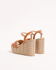 VLogo Signature Wedge Sandal In Grainy Calfskin 120Mm