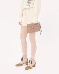 Rockstud Grainy Calfskin Pouch