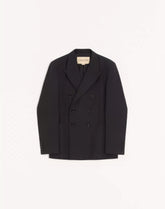 Valentino Double-Breasted Wool Jacket With Pressed Crease