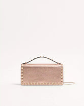 Rockstud Laminated Grainy Calfskin Wallet With Chain
