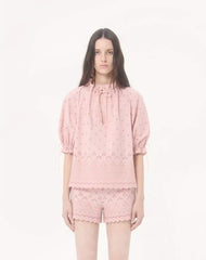 Sangallo Lace Top With Fleurs Ajours Margheritine Pattern