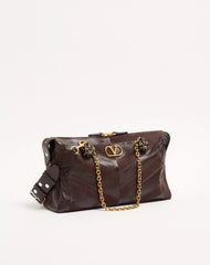 Valentino Garavani Panthea Medium Shoulder Bag In Suede And Nappa With Chevron Motif