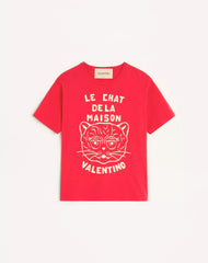 Cotton T-Shirt With Le Chat De La Maison Print