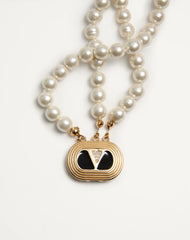 Ovalette Necklace In Metal, Enamel, Pearls And Swarovski® Crystals