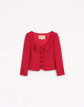 Short Jacket In Plain Wool Tweed