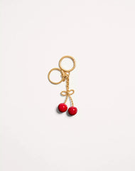 Chez Valentino Bag And Key Ring Charm In Metal And Enamel.