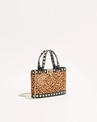 Mini Rockstud Shopping Bag In Ponyskin Effect Calfskin With Animal Print
