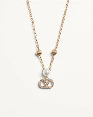 Vlogo Signature Necklace In Metal, Pearl And Swarovski® Crystals