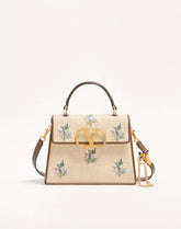 Valentino Garavani Vsling Small Handbag In Linen With Embroidery