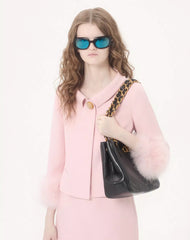 Crepe Couture Jacket With Feathers