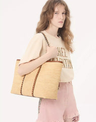 Valentino Garavani Rockstud Raffia Shopping Bag.