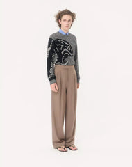 Valentino Cotton And Mouliné Wool Jumper With Panther Jacquard