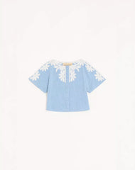 Light Blue Embroidered Denim Shirt