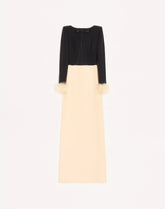 Cady Couture Long Dress With Feathers