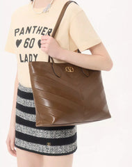 Valentino Garavani Jean Medium Shopping Bag in Nappa with Chevron Motif