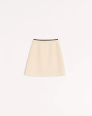Plain Wool Tweed Short Skirt