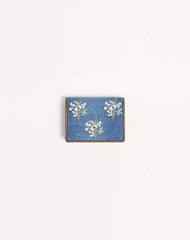 Valentino Garavani VLogo Signature Wallet In Denim With Floral Embroidery