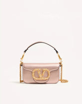 Valentino Garavani Locò Small Shoulder Bag In Laminated Calfskin With Jewel Logo