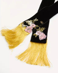Valentino Velvet Scarf With Embroidery