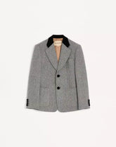 Valentino Single-Breasted Wool Jacket In Chevron Pattern