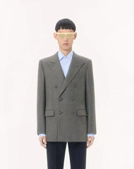 Valentino Double-Breasted Jacket In Mouliné Wool