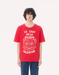 Cotton T-Shirt With Le Chat De La Maison Print