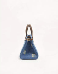 Valentino Garavani Antibes Small Embroidered Denim Shopping Bag