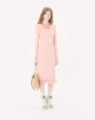 Cady Couture Midi Dress With Feathers