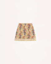Embroidered Short Skirt On Piquet With Paisley Voyage Imaginaire Print