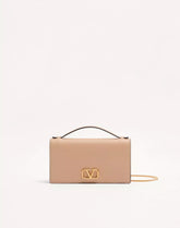 VLogo Signature Grainy Calfskin Wallet With Chain