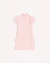 Short Crepe Couture Dress With Feathers