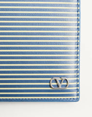 Valentino Garavani VLogo Signature Calfskin Wallet With Striped Print