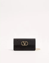 VLogo Signature Chain Wallet In Moiré Fabric With Jewel Logo