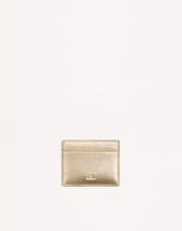VLogo Signature Card Holder In Laminated Grainy Calfskin With Jewel Logo