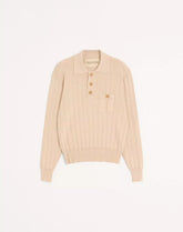 Long-Sleeved Ribbed Cotton Polo Shirt