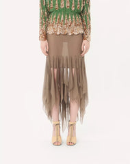 Asymmetrical Chiffon Midi Skirt