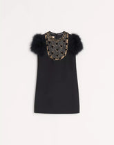 Embroidered Crepe Couture Short Dress