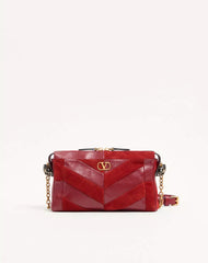 Valentino Garavani Panthea Small Shoulder Bag In Suede And Nappa With Chevron Pattern