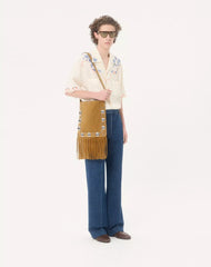 Valentino Garavani Nellcôte Suede Shoulder Bag With Fringes