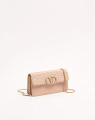 VLogo Signature Chain Wallet In Moiré Fabric With Jewel Logo