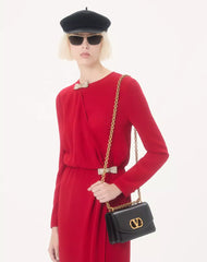 Embroidered Cady Couture Midi Dress