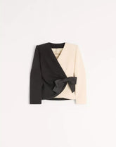 Wool Crepe Jacket With Contrasting Bow