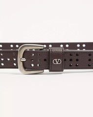 Mini VLogo Signature Belt In Perforated Leather