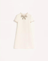 Embroidered Crepe Couture Short Dress