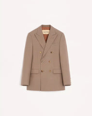Valentino Double-Breasted Jacket In Natté Wool