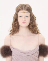 Long Dress In Light Georgette With Feathers
