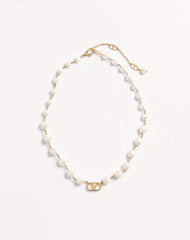 Vlogo Signature Necklace In Metal And Glass Beads