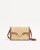 Valentino Garavani Rockstud Small Shoulder Bag In Raffia